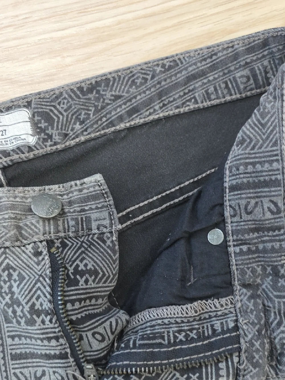 Free People Gray Patterned Slim Leg Pants